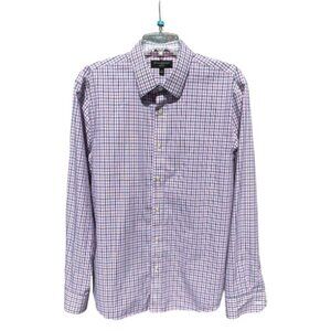 Banana Republic Untucked Fit Men's Long Sleeve Non-Iron Red & Blue Shirt Size L